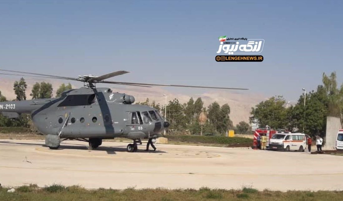 اعزام هوایی بیمار اهل بندرمقام بخش شیبکوه بندر لنگه از بیمارستان رستمانی پارسیان به بیمارستان شهید محمدی بندرعباس