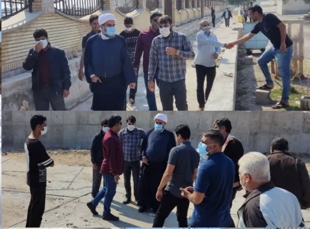 بازدید سرزده امام جمعه شهرستان بندرلنگه از آب راه های محله سماچ و بحرینی شهرستان بندرلنگه