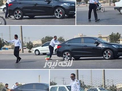 ثبت نامحسوس کمک دو افسر راهنمایی و رانندگی بندرلنگه به یک خودرو