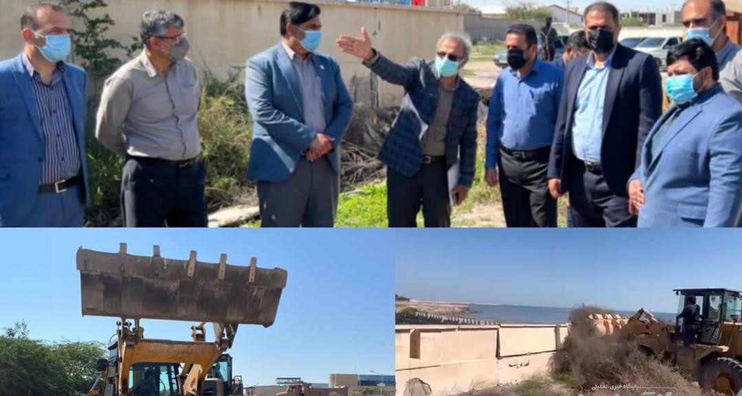 اولین اقدام در آزادسازى حریم ۶۰ مترى دریا در بندرلنگه