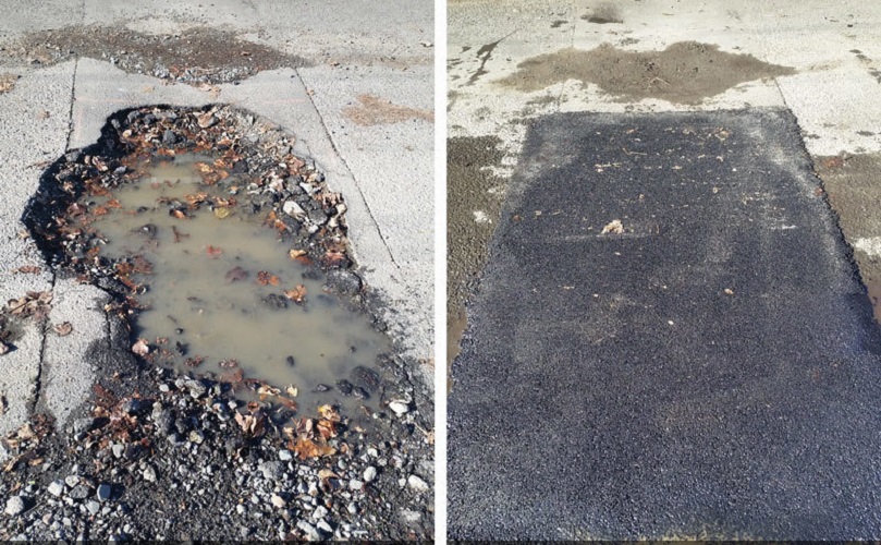 صدای مردم/خرابی رویه آسفالت از روستای بلعسکر تا روستای جبری