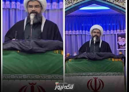 حضور امام جمعه شهرستان بندرلنگه با لباس سبز پاسداری در نماز جمعه