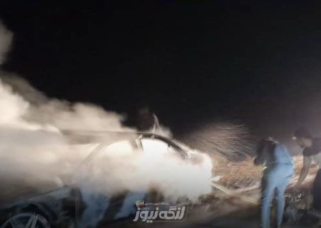 آتش گرفتن خودروی بنز در جاده بندرلنگه – بستک