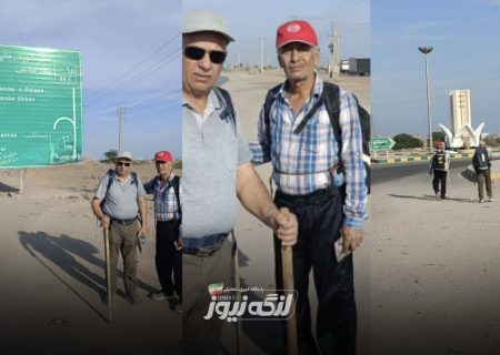 پیاده‌روی نمادین سیدعبدالله هاشمی و محمدصدیق رحیمی از بندرلنگه تا بندرعباس