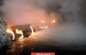 خط انتقال آب دریا به آبشیرین کن بندرلنگه بر اثر بی‌احتیاطی افراد ناشناس دچار آتش سوزی شد