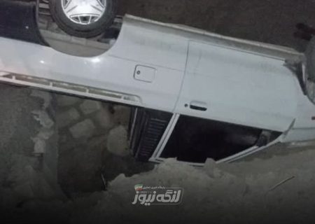 سقوط پراید بار از پل در باوردان به دلیل نبود حفاظ و علائم هشدار