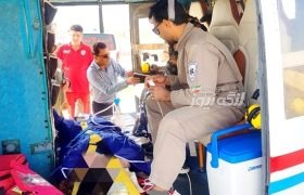 انتقال هوایی مصدوم چندآسیبی از بستک به بندرلنگه با بالگرد اورژانس