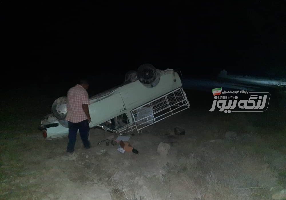 واژگونی خودرو در حوالی روستای گرزه بهدلیل لغزندگی جاده با خون ماهی